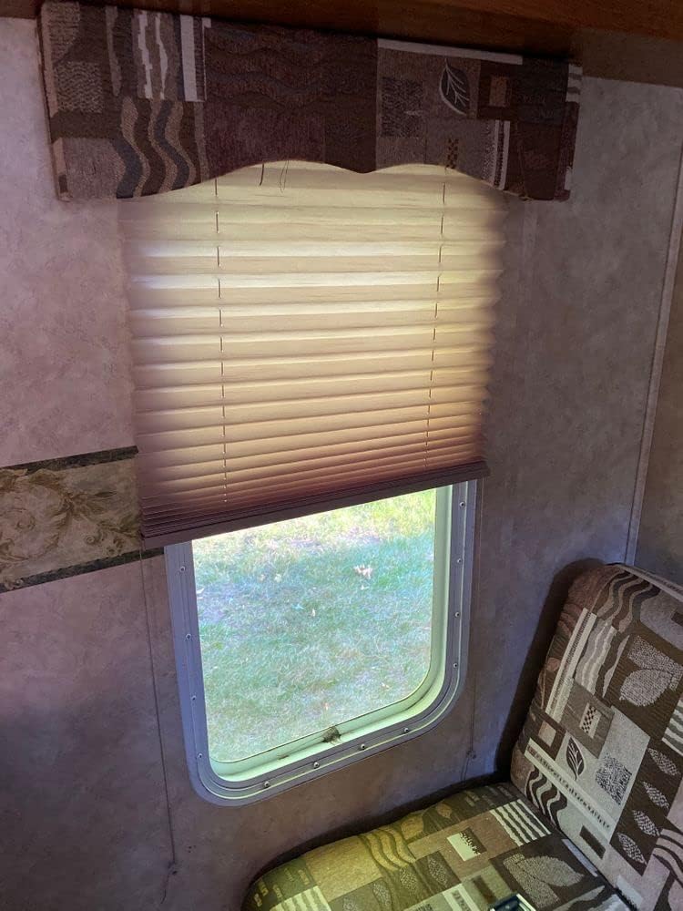 RecPro RV Blinds Pleated Shades | Cappuccino | RV Window Shades | Camper | Trailer (26 W x 50 L)