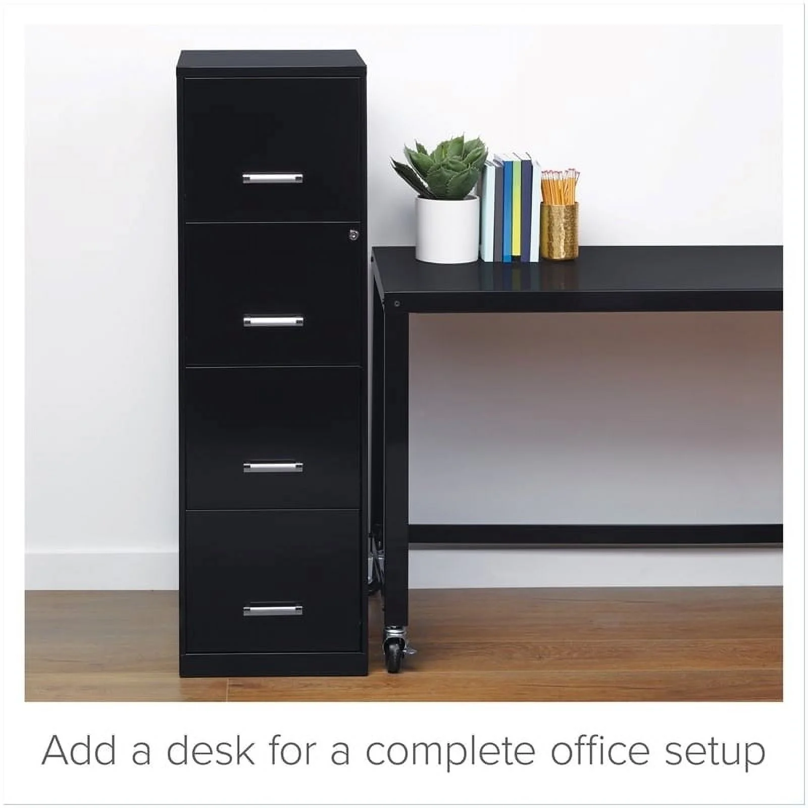 Scranton &amp; Co 18" 4 Drawer Metal Letter File Cabinet in Black
