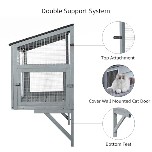 beeNbkks Bug Proof Cat Catio, Window Box Enclosure for Indoor Cats, Wooden Cat Window Perch House, Expandable for Multi Cats, Secure Comfortable Outdoor Haven for Cats, Keep Bugs Insects Out