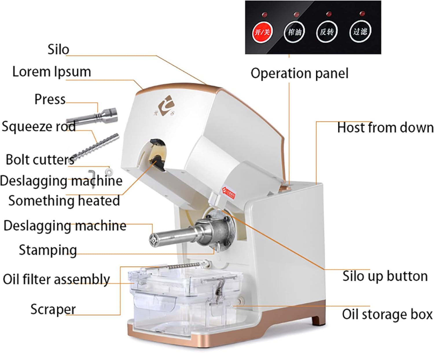Oil Press Machine, Smart Oil Filter Oil Press Extractor, Fully Automatic Household Oil Extractor Machine Silent/White/44X22X38Cm