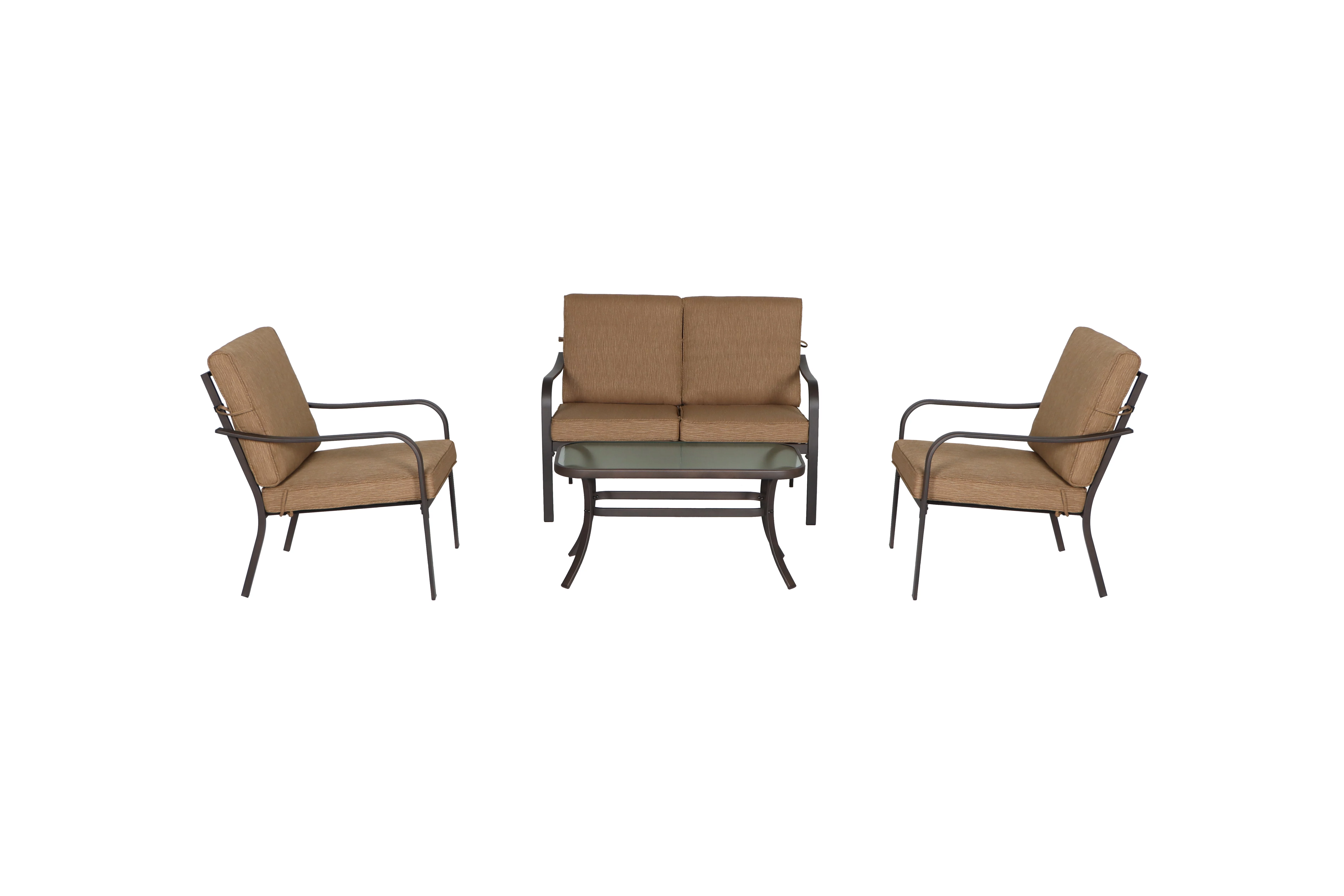 Mainstays Stanton 4-Piece Steel Outdoor Patio Conversation Set, Red