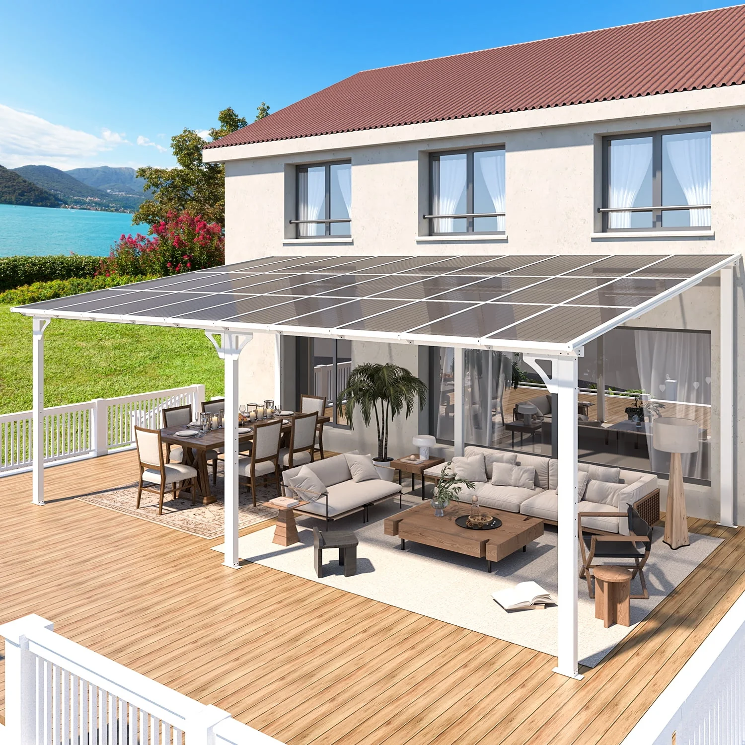 AECOJOY 10' x 14' Hardtop Gazebo Outdoor Aluminum Pergola for Garden, Patio, Backyard-Gray