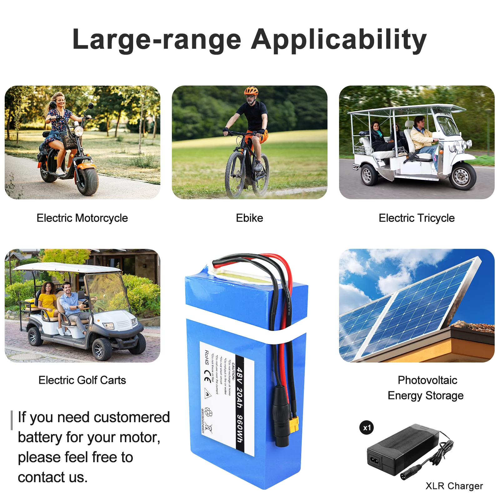 BVSLTUK 48V Battery 20AH Lithium Battery Pack for Ebike, Scooter, Go Kart and Other Motors 2000W 1800W 1500W 1200W 1000W 750W 500W Waterproof PVC Ebike Battery(W/50 ABMS, 3A Charger)