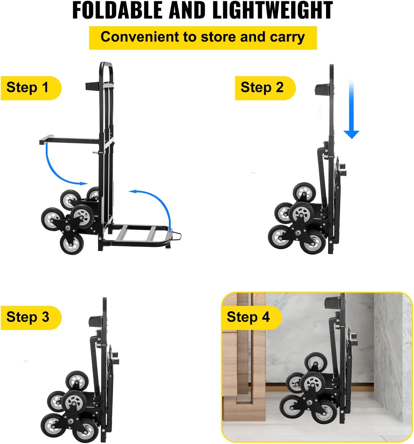 VEVOR Stair Climbing Cart 420lbs Capacity,Stair Climber Hand Truck with Adjustable Handle