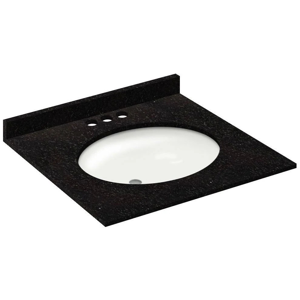 LessCare Absolute Black Granite Vanity Top 25 in x 22 in with Backsplash 4 in Spread LGA25224