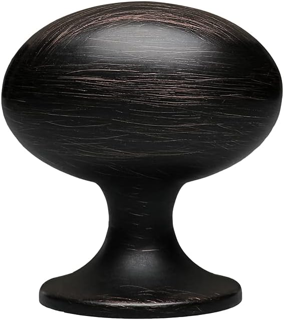 Cabinet Hardware Oval Mushroom Knob - 1-2/5 Diameter 36mm, 10 Pack (Brushed Satin Nickel) Pack of 2