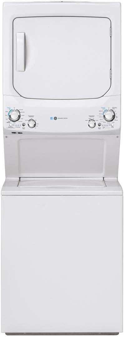 GE GUD27GESNWW 27" Gas Laundry Center with 3.8 cu. ft. Washer Capacity and 5.9 cy. ft. Dryer Capacity in White