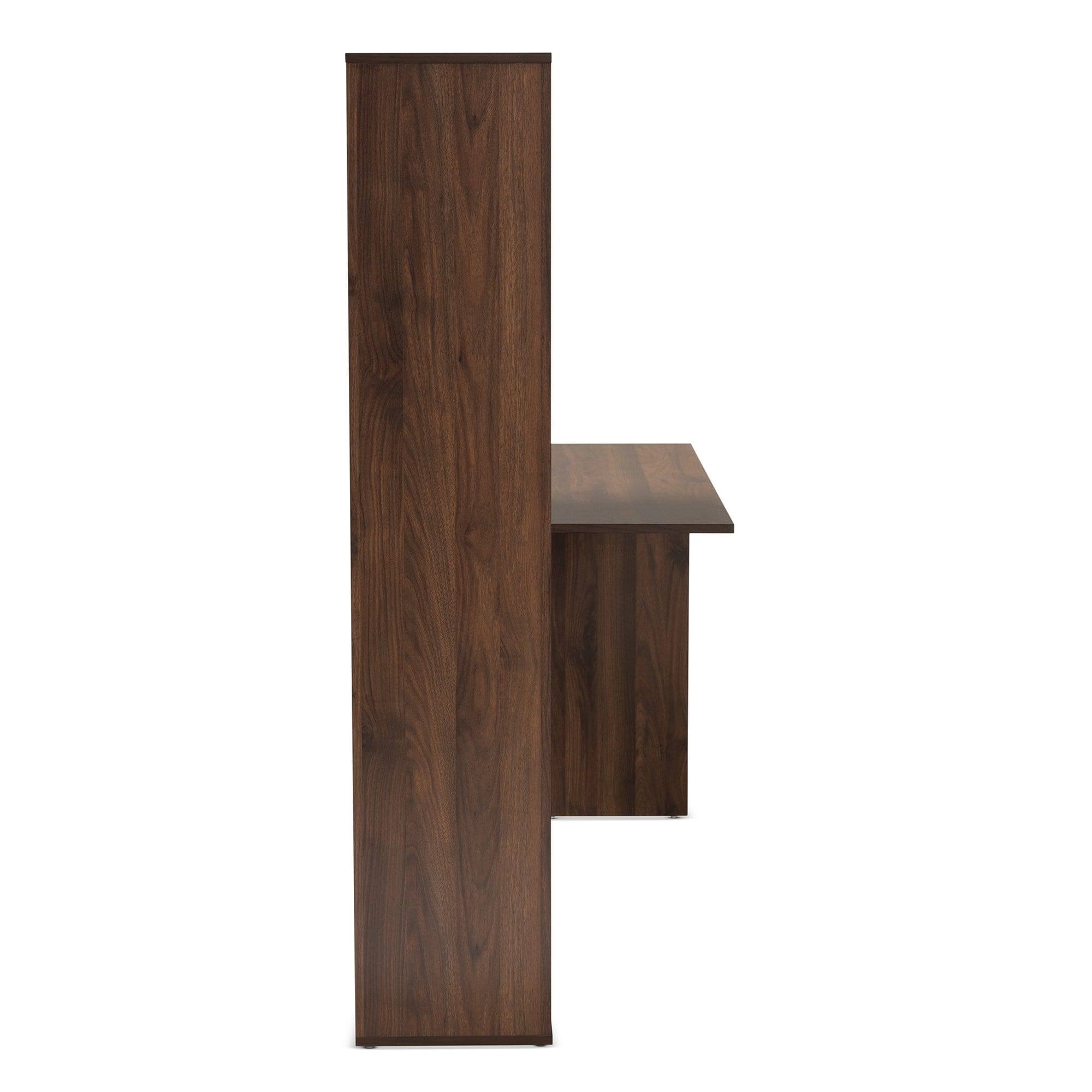 Baxton Studio Rowan Modern and Contemporary Two-Tone Finished Wood Storage Computer Desk with Shelves White u0026 Walnut Brown
