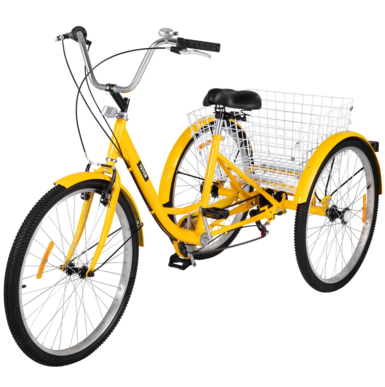SKYSHALO Adult Tricycle 26in Adjustable Trike 7 Speed 3-Wheels Cruise Bike with Bell, Rear Brake System Cruiser Bicycles Large Size Basket for Shopping