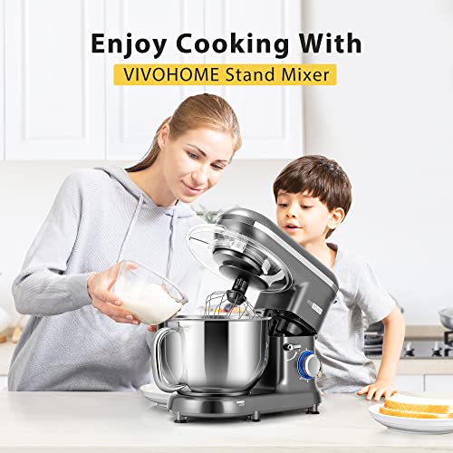 VIVOHOME Stand Mixer, 650W 6 Speed 6 Quart Tilt-Head Kitchen Electric Food Mixer with Beater, Dough Hook and Wire Whip, ETL Listed