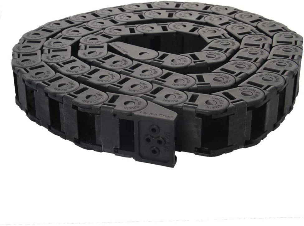 Fielect Drag Chain Cable Carrier Open Type with End Connectors R100 35X100mm 1 Meter Plastic for Electrical CNC Router Machines Black 1Pcs