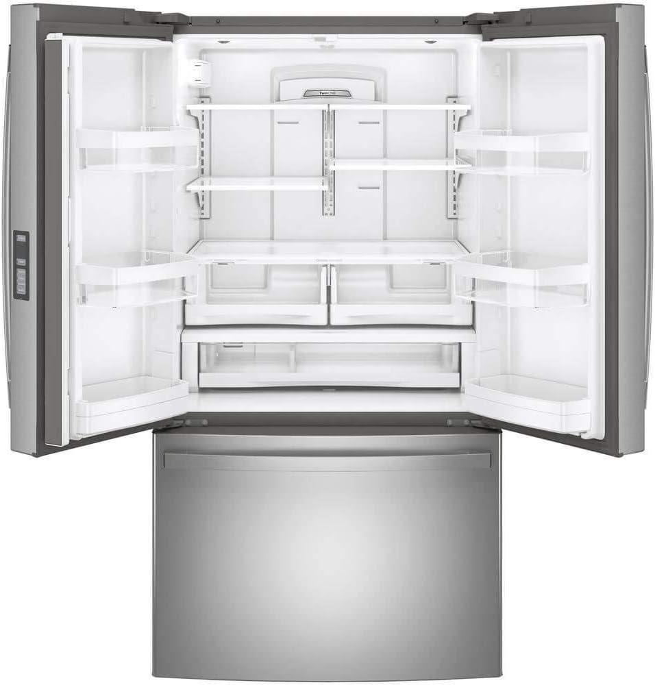 GE GNE29GYNFS 36" Freestanding French-door Refrigerator with 28.5 Cu. Ft. Capacity, TwinChill evaporators, Advanced water filtration, in Fingerprint Resistant Stainless Steel