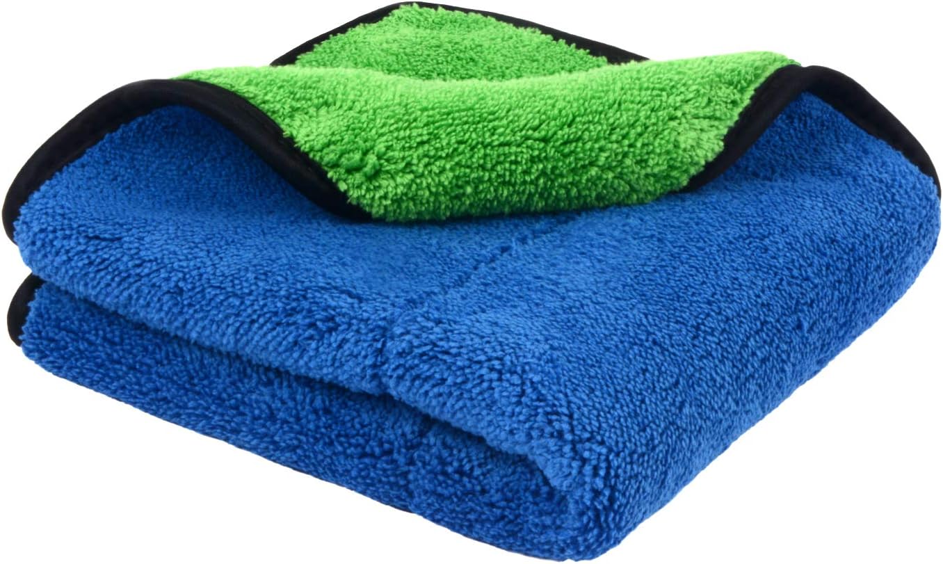 SINLAND Microfiber Car Drying Towel,Super Absorbent car Cleaning Towel and Double-Faced Plush, Premium Professional Soft Microfiber Towel (16x16 2 Pack)