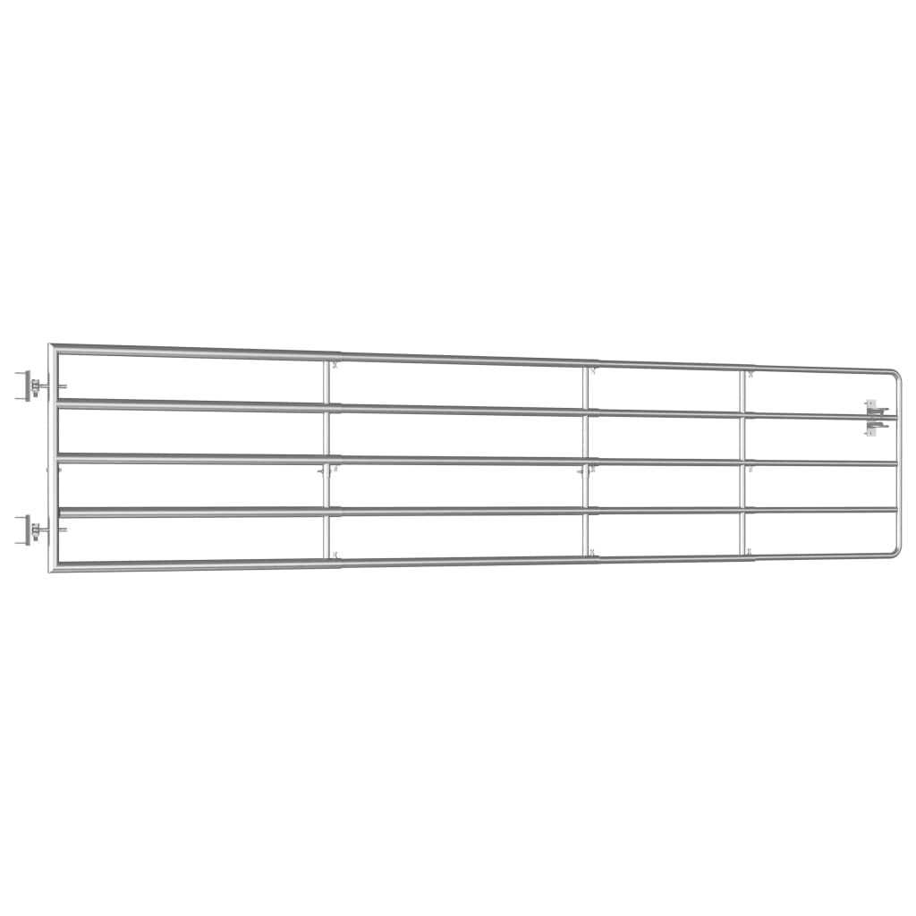 vidaXL 5 Bar Field Gate Steelx35.4 Silver - Shop Hardware Tools Online Store