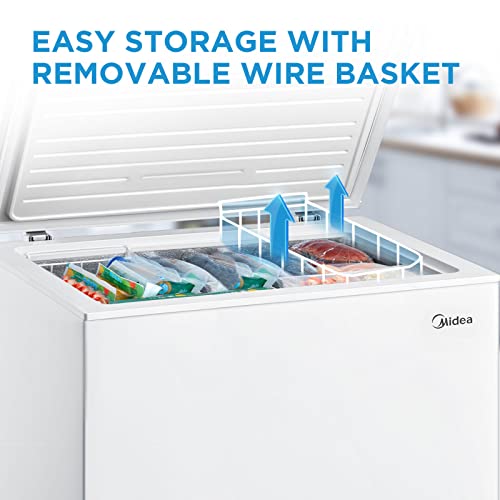 Midea MRC070S0AWW Chest Freezer, Freezer With Removable Basket, Adjustable Temperature, For Kitchen Apartment Office
