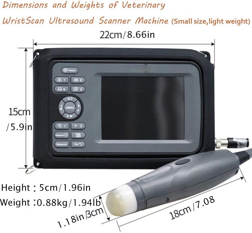 Portable Ultrasound?Scanner?for?Veterinary,Digital PalmSmart Ultrasonic Scanner Veterinary Pregnancy V8 with 4.0MHz?Rectal?Convex?Probe for Cattle, Horse, Camel, Equine, Goat, Cow and Sheep