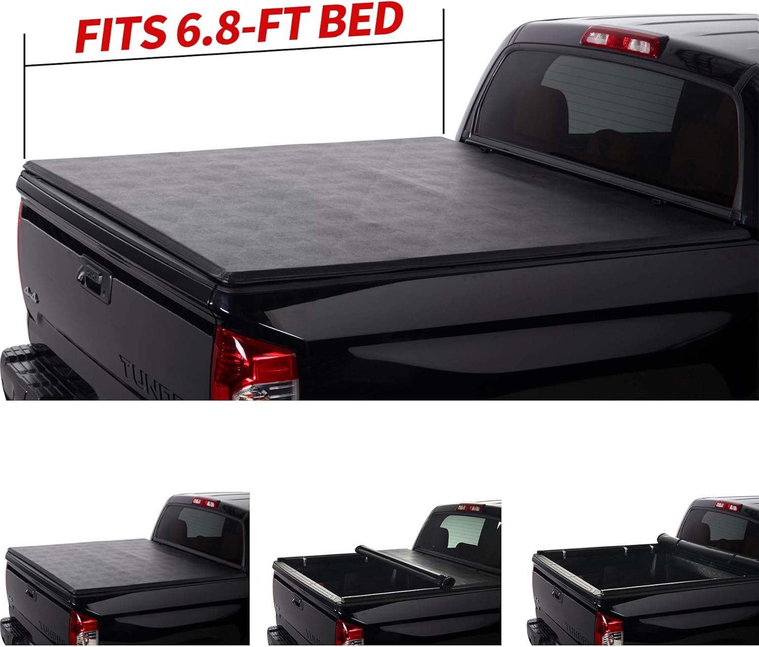 North Mountain Soft Roll Up Tonneau Cover, Compatible with 2017-now F-250/F-350/F-450 Super Duty 6.8'/81.8"-81.9" Bed