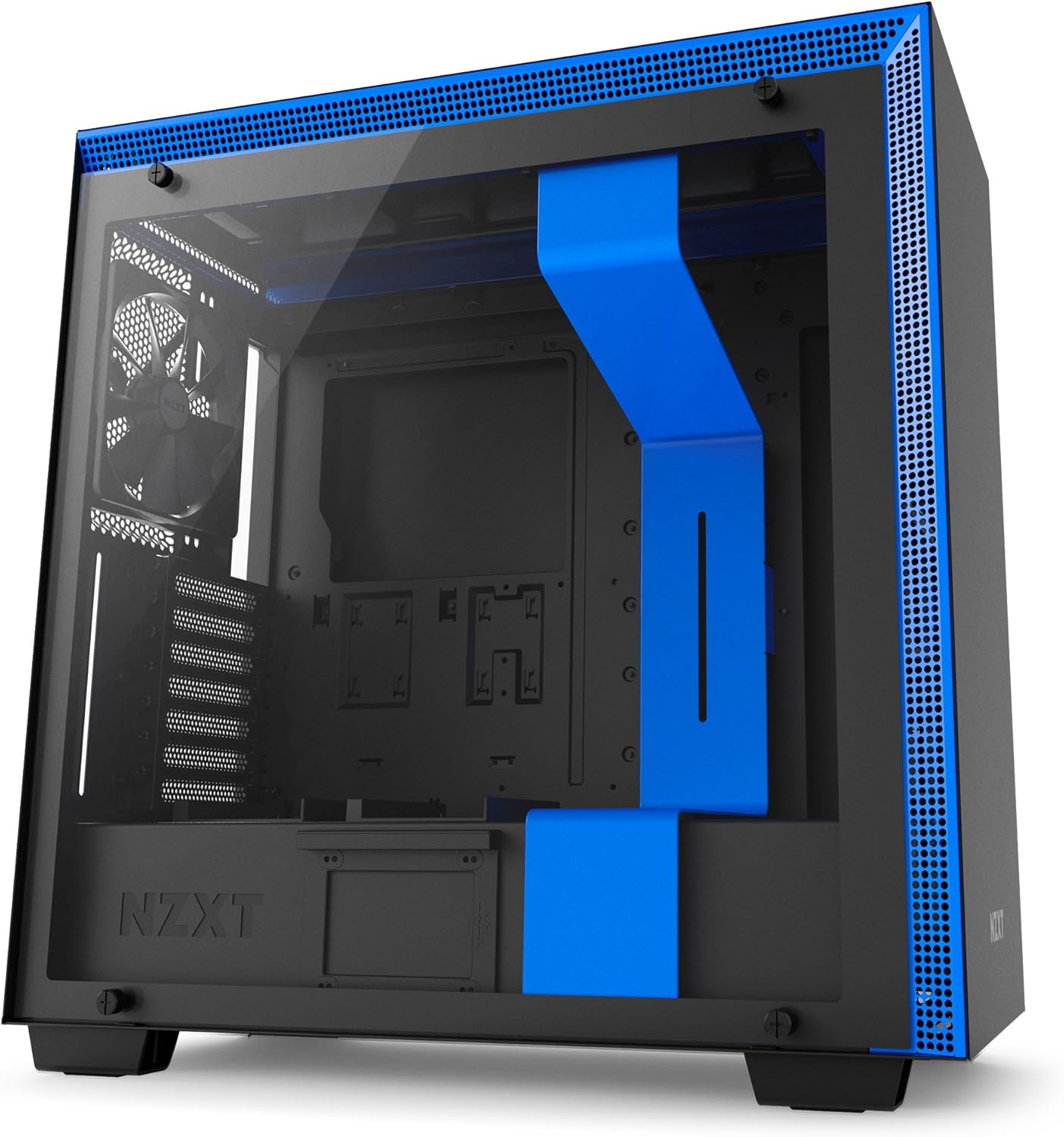 NZXT H700 - ATX Mid-Tower PC Gaming Case - Tempered Glass Panel - Enhanced Cable Management System – Water-Cooling Ready - Yellow/Blue