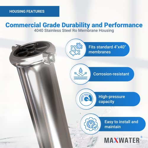 4040 Commercial Reverse Osmosis 304 Stainless Steel Pressure Vessel 4"x40" Membrane Housing