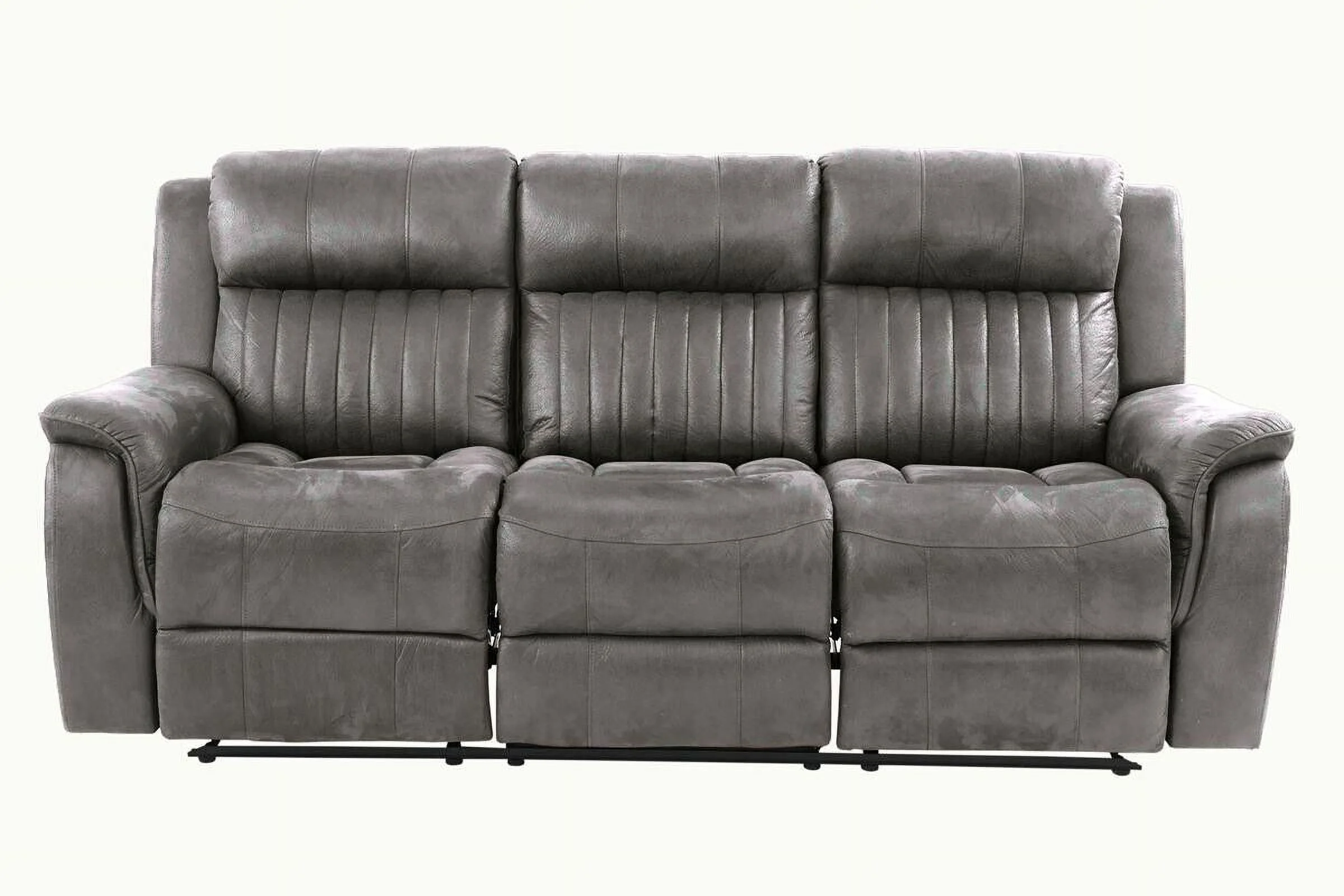 Living Room Furniture Power Motion Sofa Loveseat w Console 2pc Reclining Sofa Set Couch Modern Slate Blue Leatherette