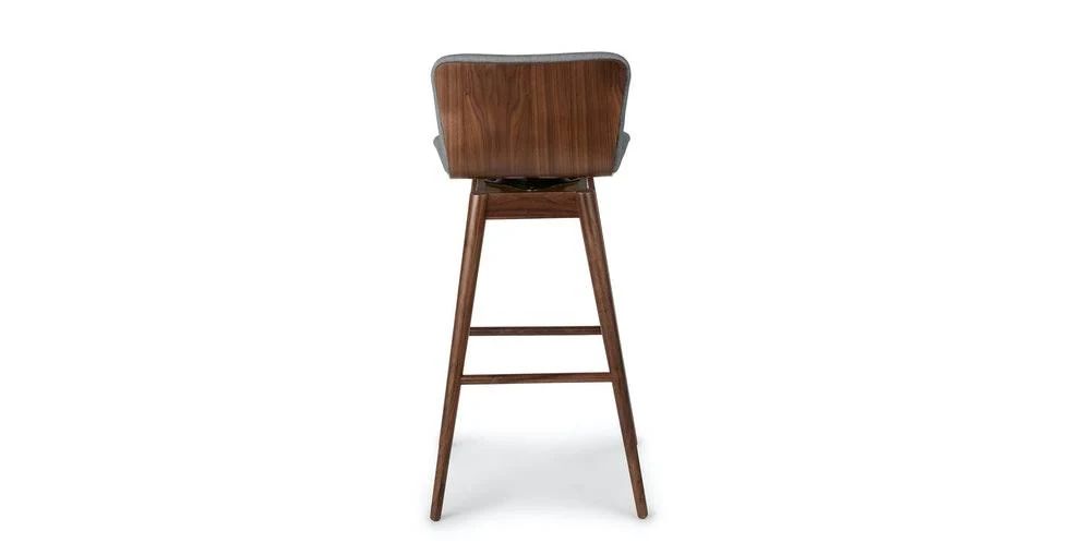Swivel Bar Stool, Gray Fabric, Walnut Legs | Article Sede Modern Furniture