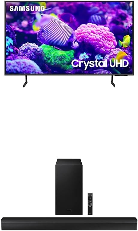 SAMSUNG 65-Inch Class Crystal UHD 4K DU7200 Series HDR Smart TV (UN65DU7200, 2024 Model) B550D 3.1ch Soundbar w/DTS Virtual:X, Built-in Center Speaker, (Newest Model)