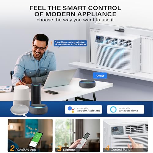 ROVSUN Window Air Conditioner with Heat, Window AC Unit & Heater Combo with APP & Voice Smart Control & Timer Function