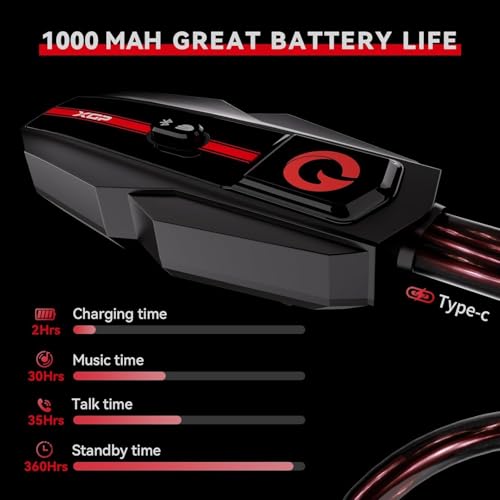 Motorcycle Bluetooth Headset V5.2 with Music Sharing, 2-Way Motorcycle Helmet Bluetooth with IP67 Waterproof, Motorcycle Communication Systems with Hi-FI Speakers for ATV/Snowmobile/Ski, 2 Pack
