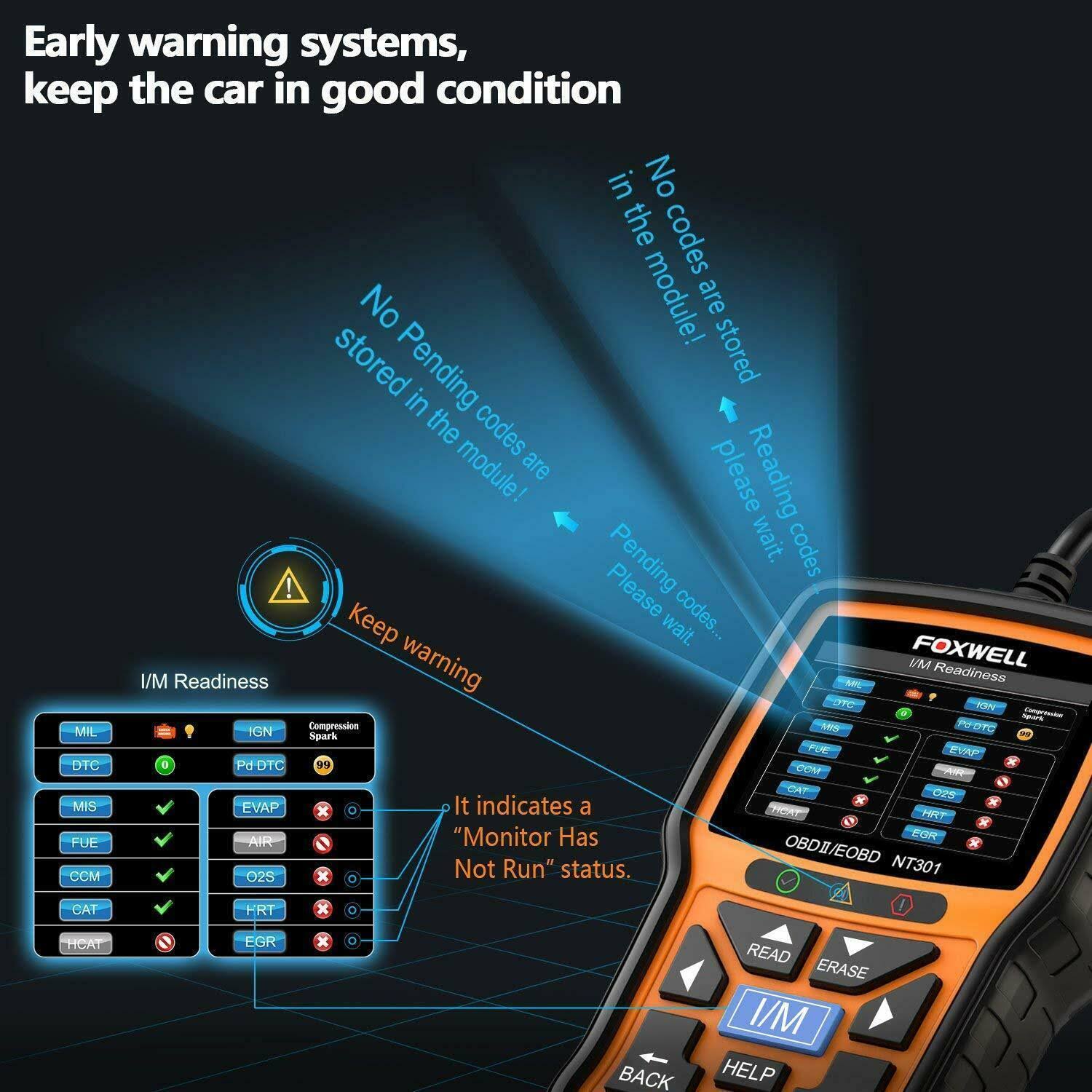 Foxwell NT301 OBD2 Scanner Professional Mechanic OBDII Diagnostic Code Reader