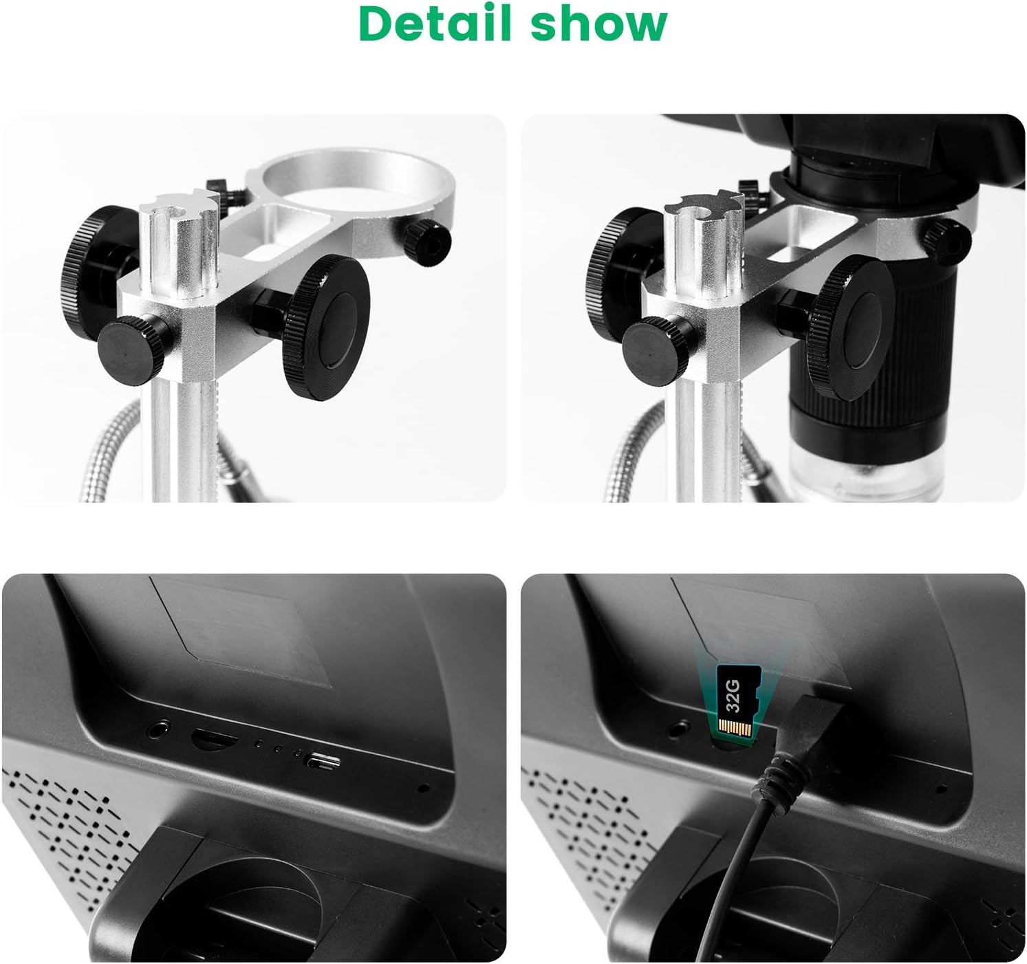Andonstar Black corlor 7 inch LCD 1080P Circuit Board Digital Microscope AD206 with 200X Magnification Zoom for Phone Repair Soldering