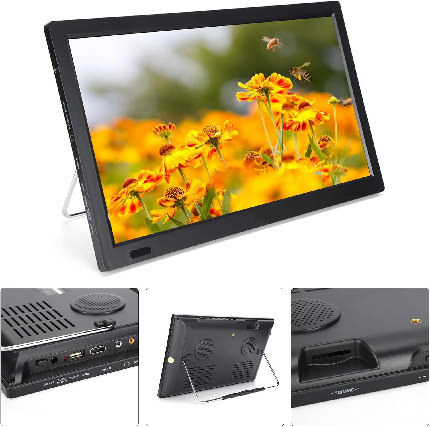 Tbest 13 inch tv Smart,13 in Smart tv,TV Antennas Star 13 Inch ATSC Digital TV Portable HD Television for Car Cam US Plug 110‑220V