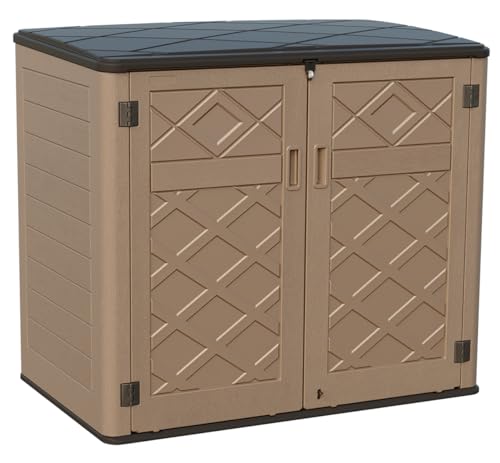 KINYING Horizontal Outdoor Storage Shed,47 Cu.ft Resin Outdoor Storage Cabinet Waterproof for Garden/Patio/Backyards