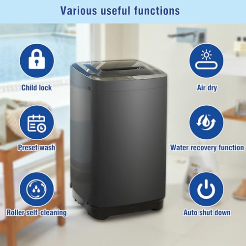 Fully Automatic Portable Washer, 18.31×18.50×31.10 Inch Portable Automatic Washing Machine With 15.4 LBs Capacity 10 Programs & 8 Water Levels For Apartment