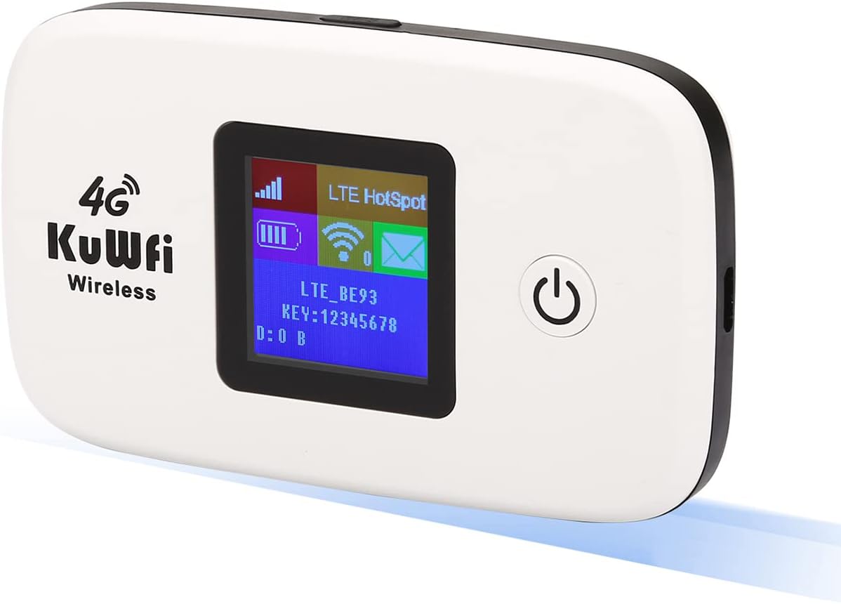 KuWFi 4G LTE Mobile WiFi Hotspot Unlocked Wireless Internet Router Devices with SIM Card Slot for Travel Support B2/B4/B5/B12/B17 Network Band for AT&T/T-Mobile Pack of 2