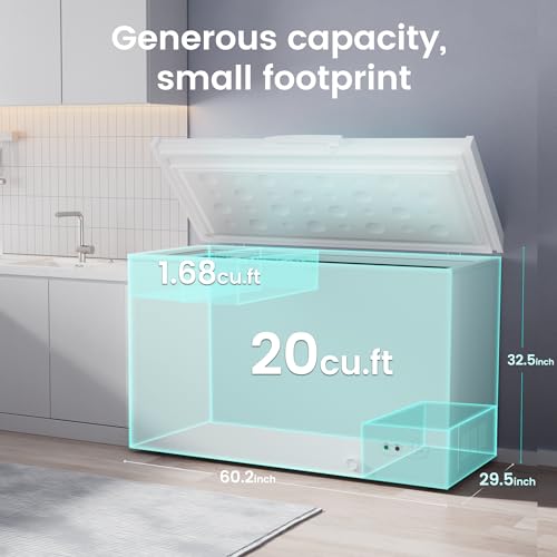 KICHKING Chest Freezer Deep Freezer Adjustable Temperature with Removable Basket Top Open Door Freezer Compact