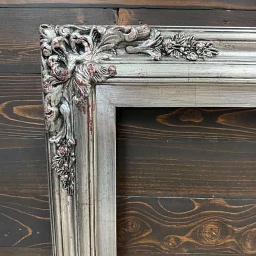 TV frame for Samsung The Frame TV, fits 32, 43, and 50 inch TVS. Antique Silver Leaf (not for use with other models) Handmade wood ornate TV Frame.