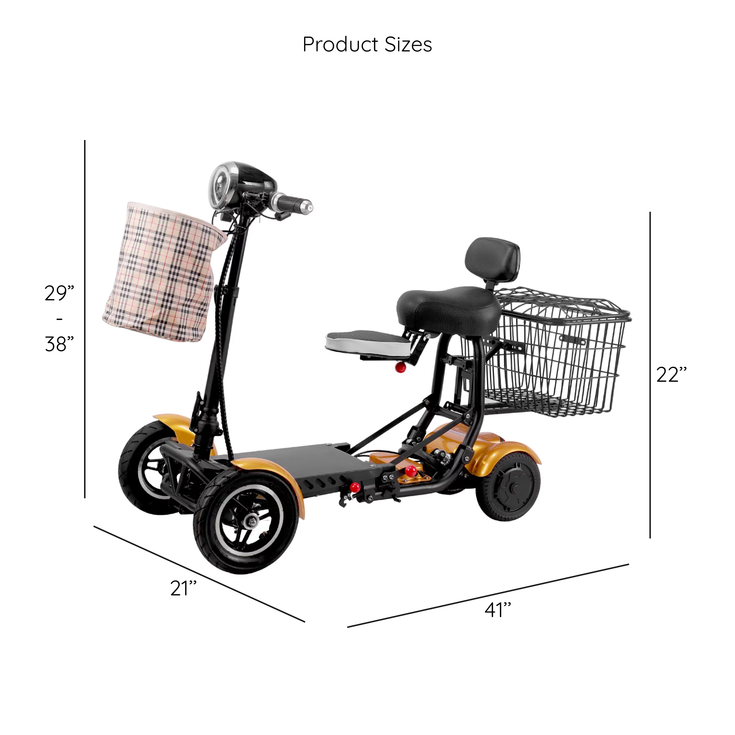Bangeran Electric Mobility Scooter, 4 Wheel Foldable Portable, Up to 12 Miles - Blue