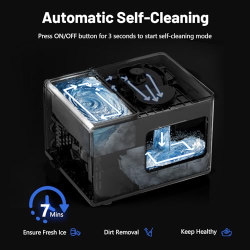 Nugget Ice Maker, Self Cleaning with One-Click Design