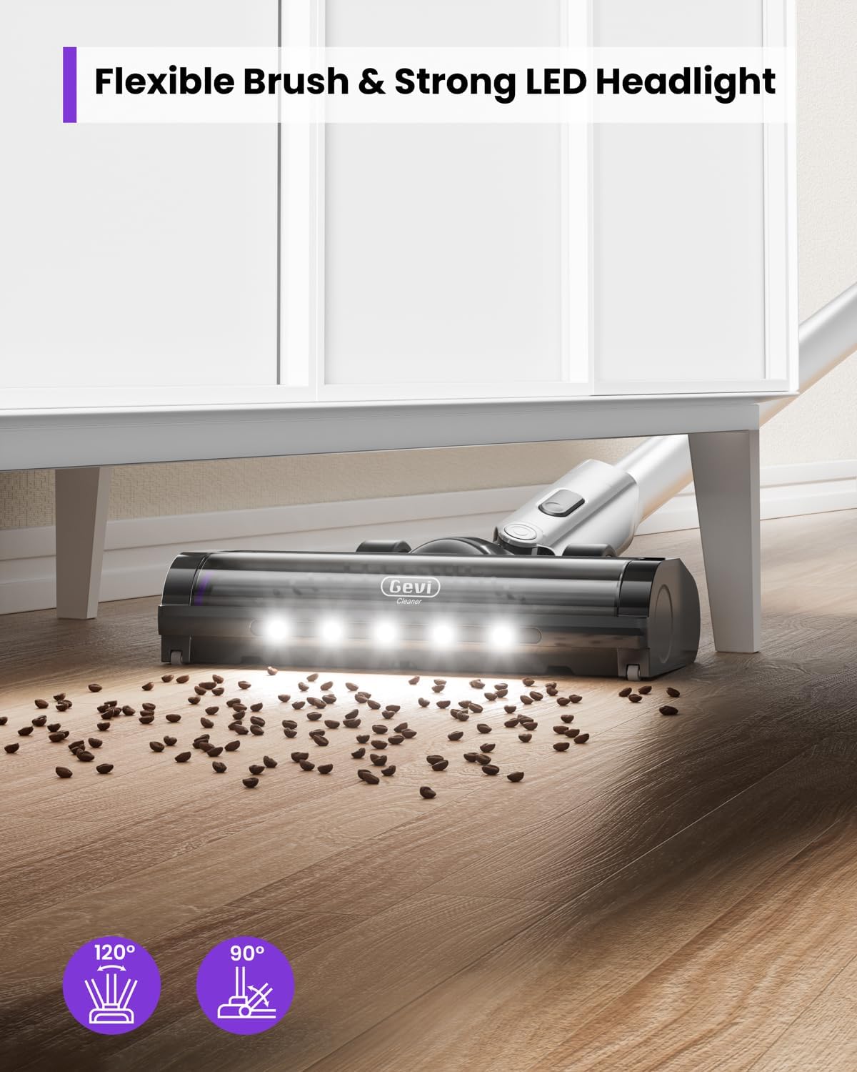 Cordless Vacuum Cleaner with 2 Detachable Batteries | Up to 90 Mins Lightweight Vacuum | 3 Suction Modes for Hard Floor Carpet
