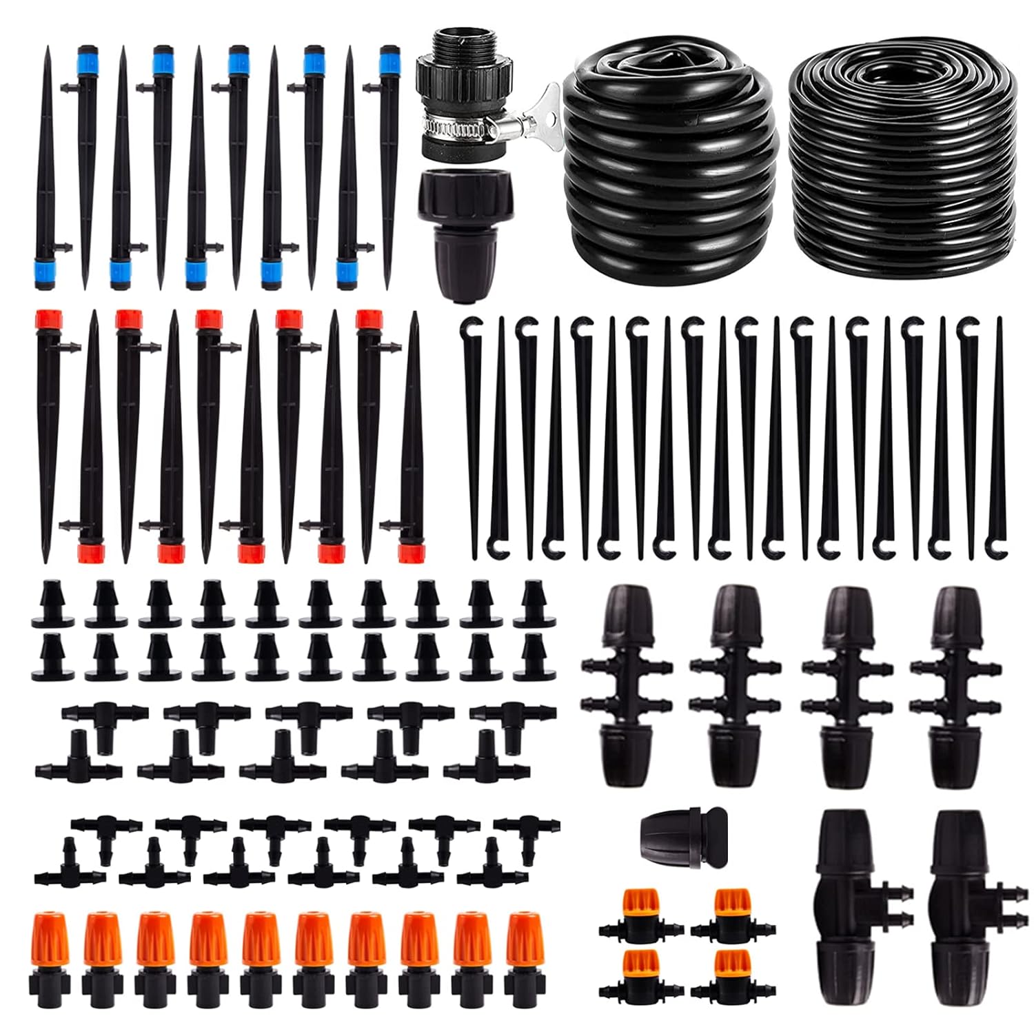 Drip Irrigation Kit,157FT Garden Irrigation System 1/4" 1/2”Blank Distribution Tubing Micro Drip Irrigation Kit Automatic Irrigation Equipment Set for Garden Bed,Patio,Lawn Pack of 2