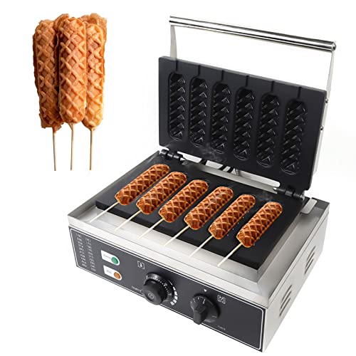 6pcs Waffle Stick Maker, Stainless Steel Waffle Stick Maker Corn Hot Dog Waffle Maker Machine Non-Stick Waffle Irons 50-300℃ Temp Control for Home Commercial Use