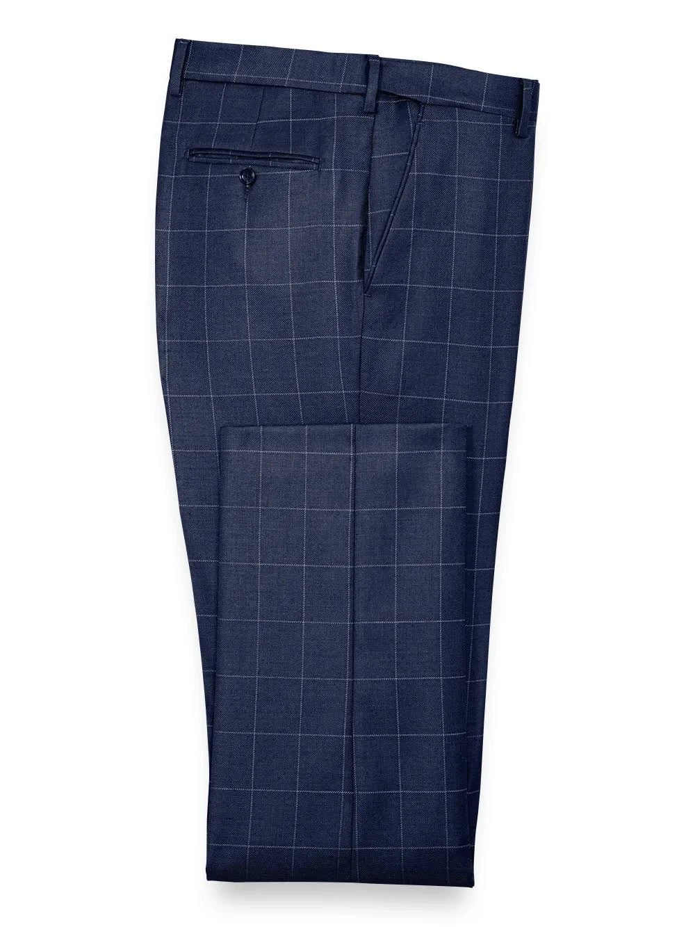 Men&s Suit - Tailored Fit in Solid Navy Windowpane Wool | Paul Fredrick