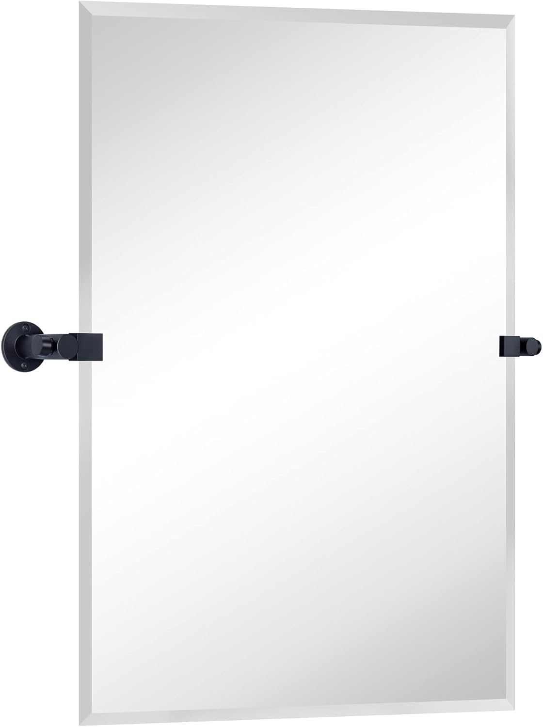 TEEBARN Frameless Beveled Pivot Bathroom Vanity Mirror with Chrome Metal Brackets, Tilting Rectangle Wall Mirror Hangs Vertical & Horizontal 20X30''