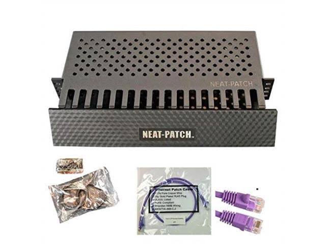 Neat Patch Cable Manager (1 Unit) W 48 Cat6 Patch Cables (2ft Purple)