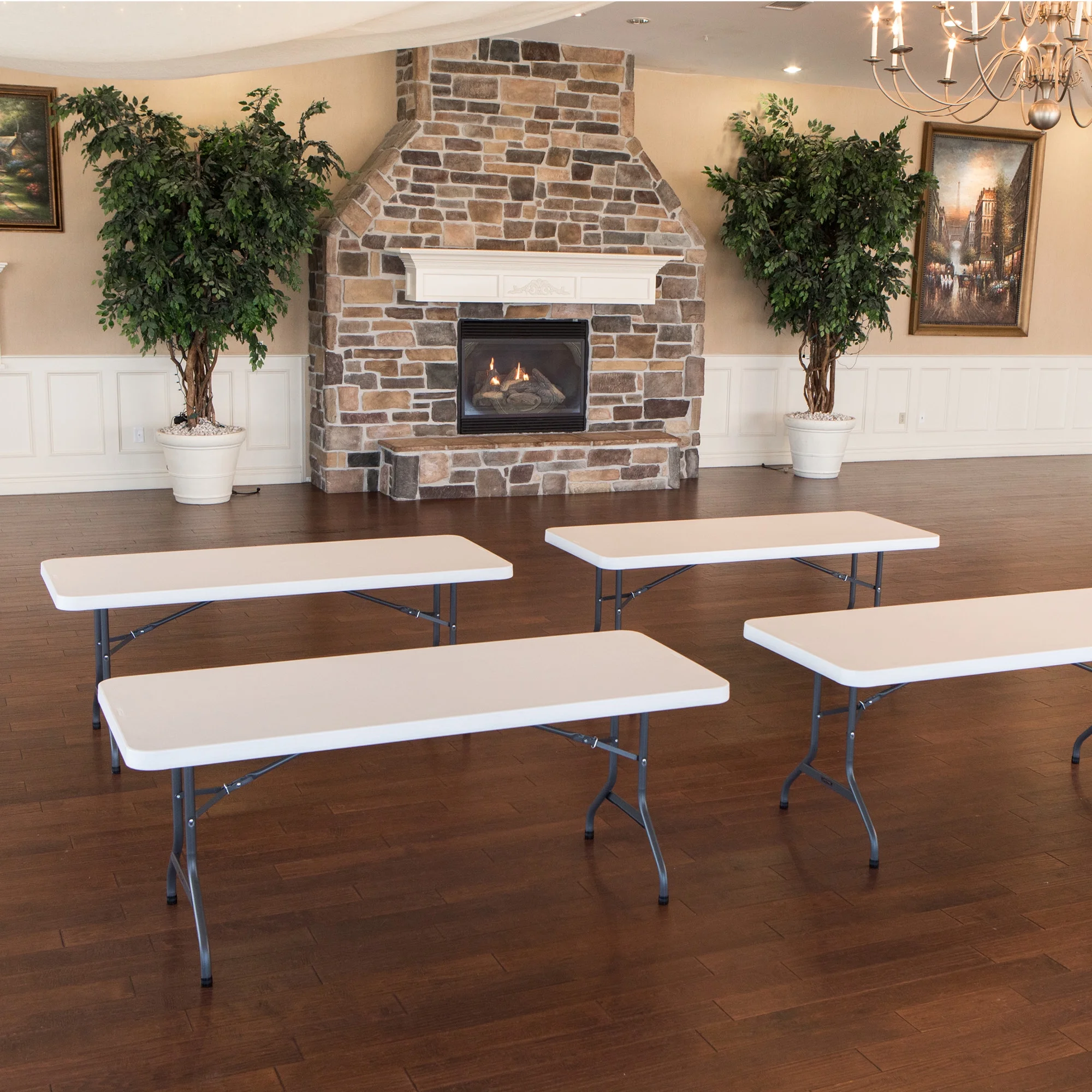 Lifetime 6 ft. Rectangle Folding Table, Indoor/Outdoor Commercial Grade, White Set of 4 (42901)