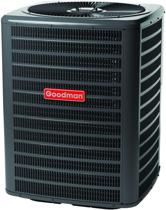 Goodman 4 Ton, 48,000 BTU/h Capacity, 14.3 SEER2 Air Conditioner Unit with Energy-Efficient Single-Stage, Scroll Compressor and Single-Speed PSC Condenser Fan Motor GSXN404810 - Includes Thermostat
