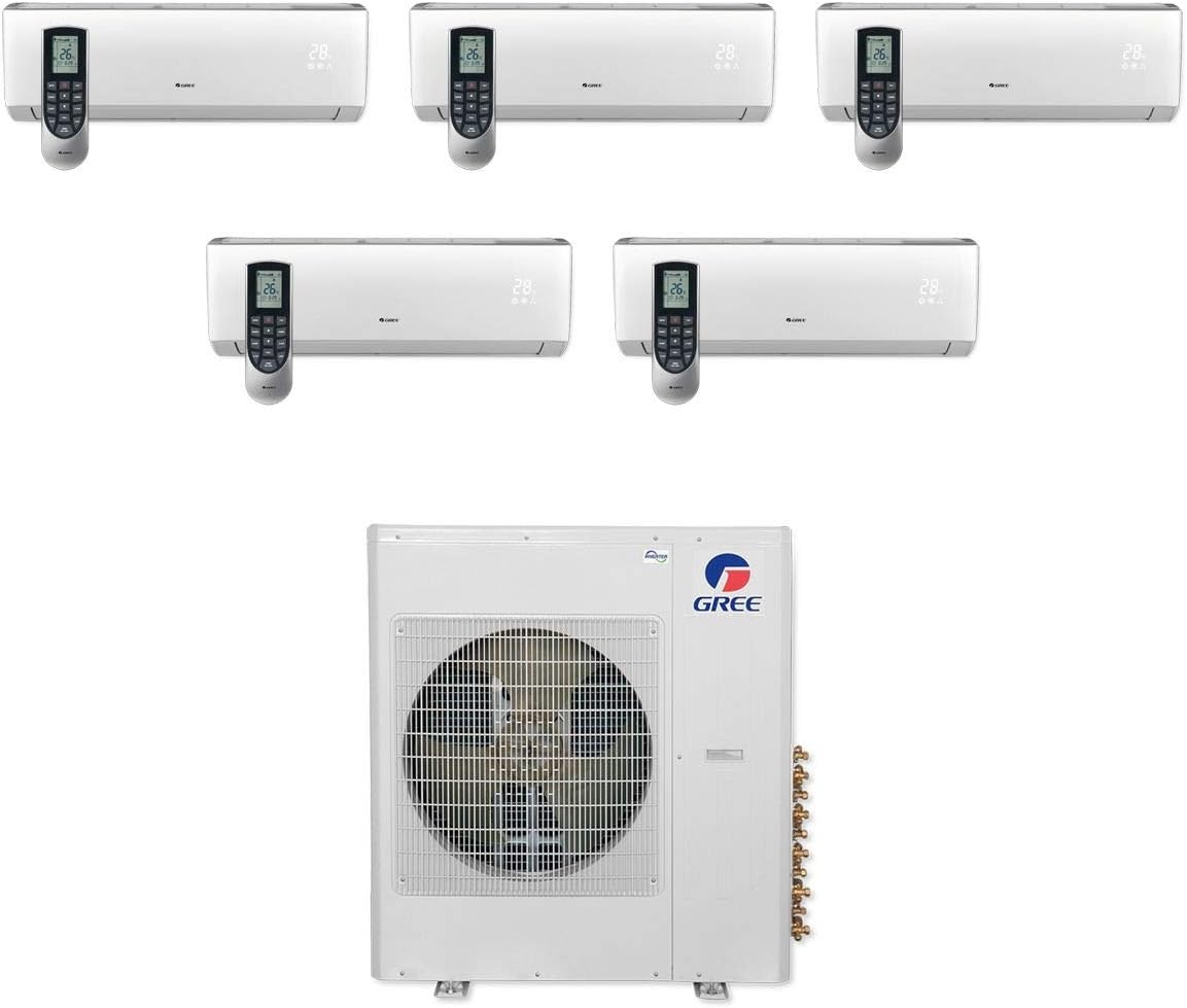 Gree 36,000 BTU Multi21+ Penta-Zone Wall Mount Mini Split Air Conditioner Heat Pump 208/230V SEER 21 (9-9-9-9-9)
