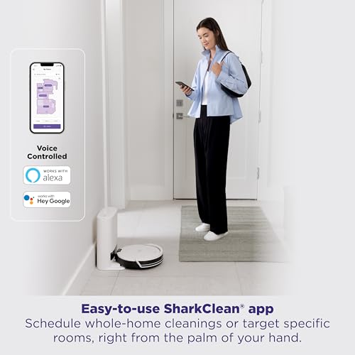 Shark Navigator Robot Vacuum and Self-Empty Base with Bagless 60-Day Capacity Self-Empty Base, SmartPath Navigation, Powerful Pet Hair Pickup, Anti-Hair Wrap, For Carpets & Hard Floors, Grey, RV2120AE