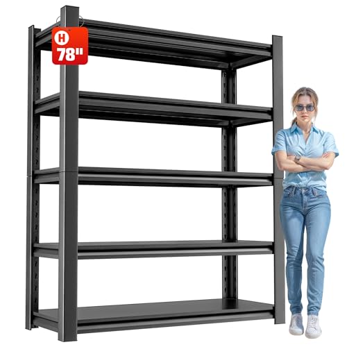 5 Tier Heavy Duty Metal Shelving Unit - Industrial Storage Shelf for Garage and Industrial Use - Durable Storage Shelf Organizer, 24" D x48" W x72" H