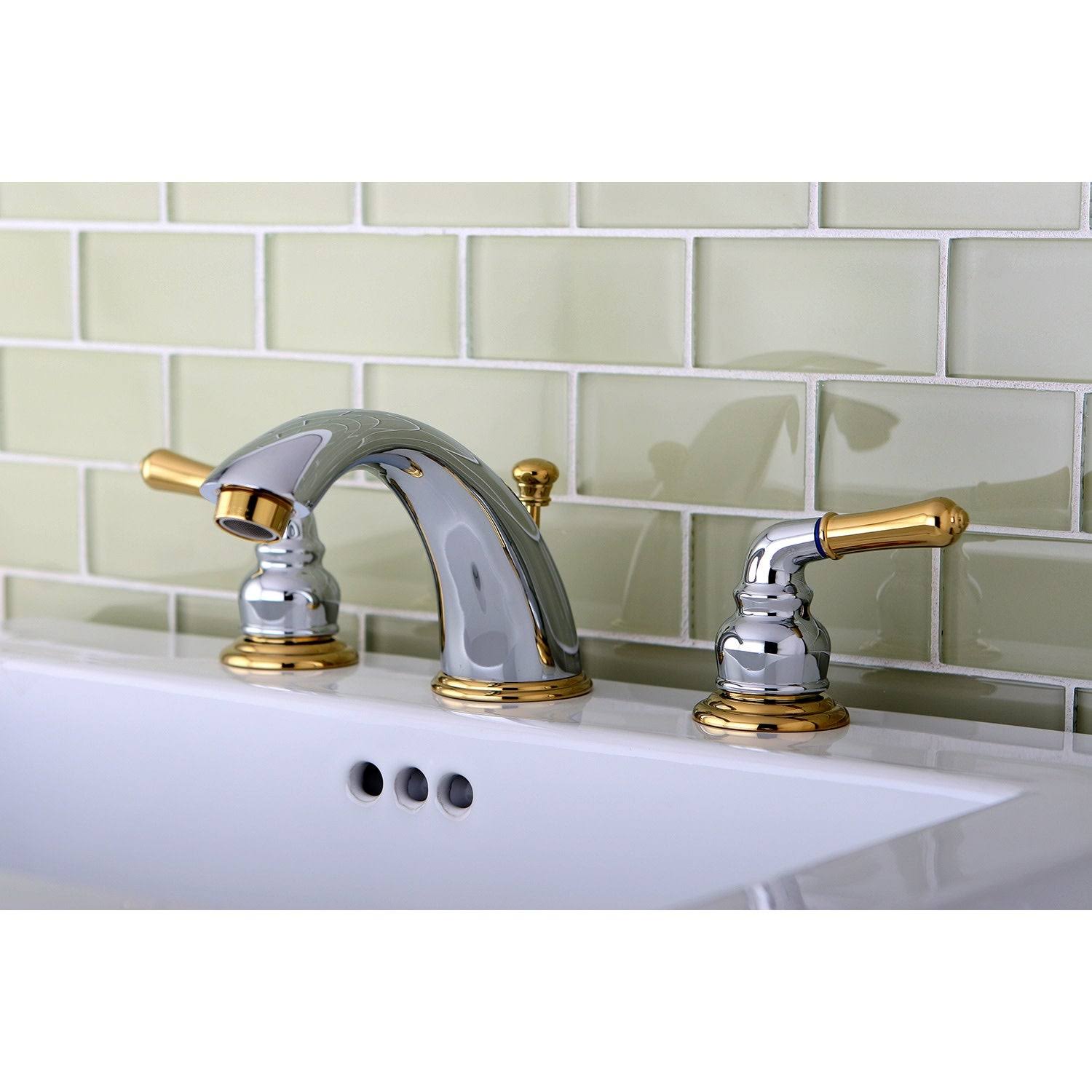 Magellan 8 in. Widespread Bathroom Faucet - Polished Chrome/Polished Brass QKB964